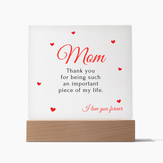 To My Mom | Square Acrylic Plaque